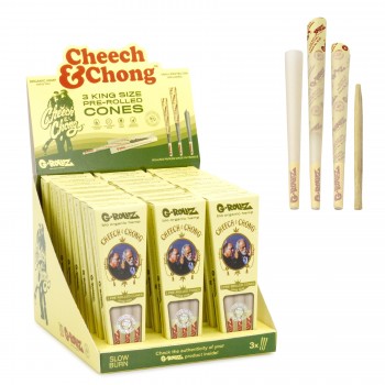 G-ROLLZ | Cheech & Chong™ - Organic Hemp Extra Thin - 3 King Size Cones In Each Pack - [CC1153KA]